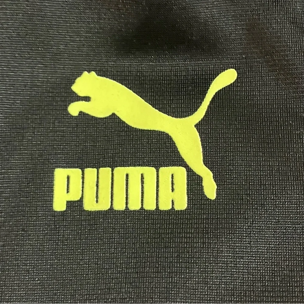 NWOT PUMA Boys Full Zip Track Jacket SIZE 5 Black Neon Yellow LOGO Pockets